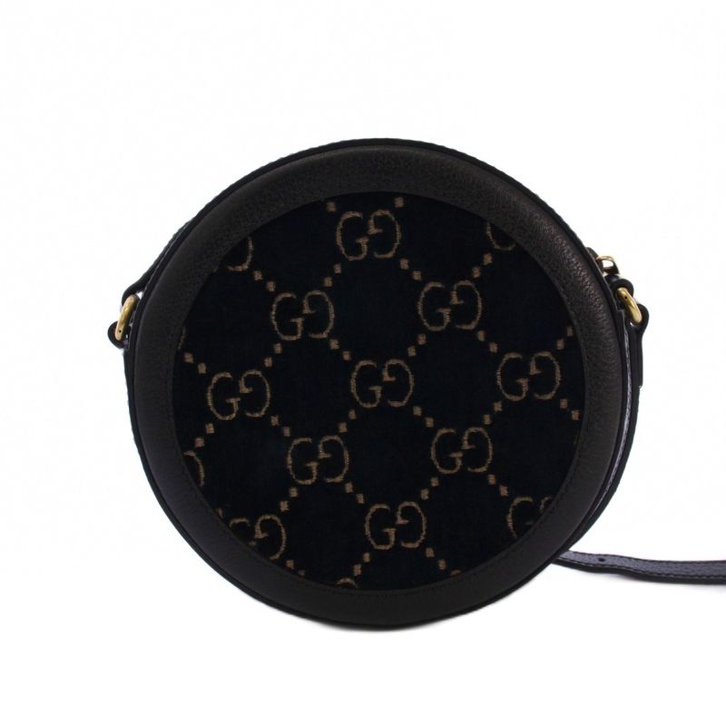 Gucci GG Velvet Shoulder Bag Leather Navy Black 574978 KH • OH