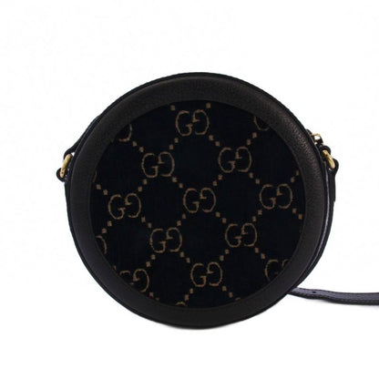 Gucci GG Velvet Shoulder Bag Leather Navy Black 574978 KH • OH