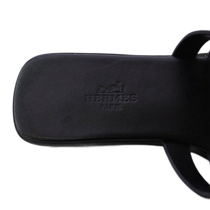 Hermes Amore Sandals Leather 37 Black KH