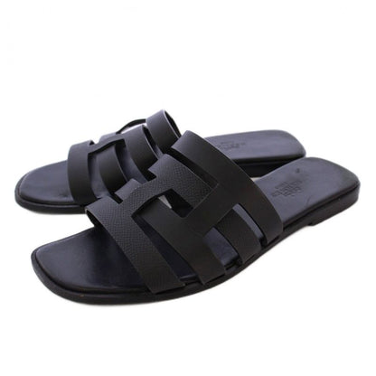 Hermes Amore Sandals Leather 37 Black KH