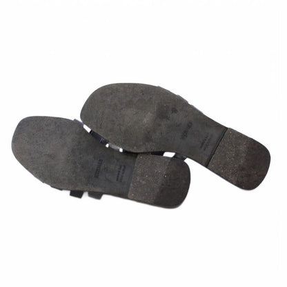 Hermes Amore Sandals Leather 37 Black KH