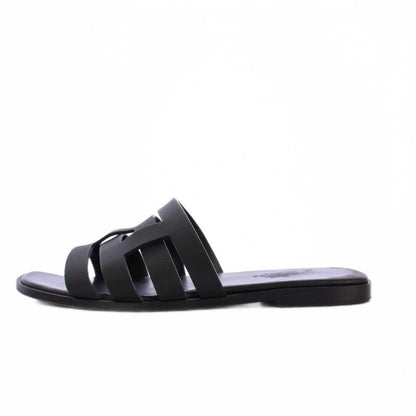 Hermes Amore Sandals Leather 37 Black KH