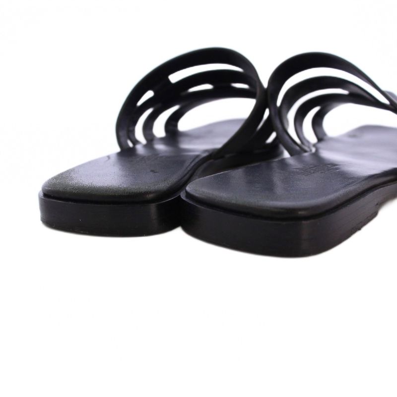 Hermes Amore Sandals Leather 37 Black KH