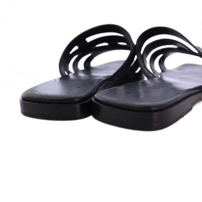 Hermes Amore Sandals Leather 37 Black KH