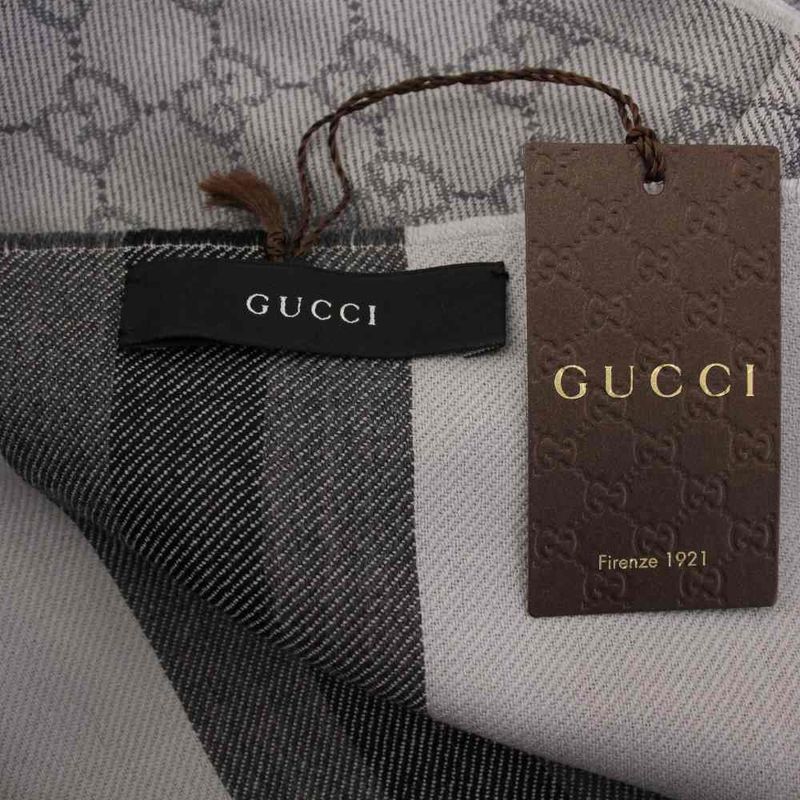 Gucci GG Pattern Shawl Muffler Wool Beige KH • OH