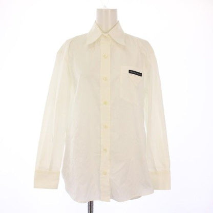 Prada Shirt Blouse Long Sleeve Front Logo Design 38 White P452e Bm