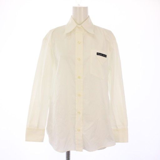 Prada Shirt Blouse Long Sleeve Front Logo Design 38 White P452e Bm
