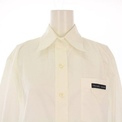 Prada Shirt Blouse Long Sleeve Front Logo Design 38 White P452e Bm