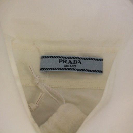 Prada Shirt Blouse Long Sleeve Front Logo Design 38 White P452e Bm