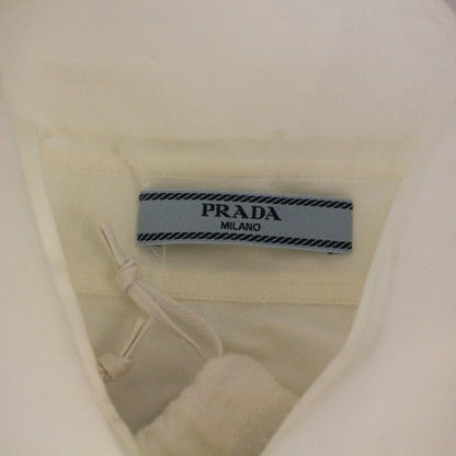Prada Shirt Blouse Long Sleeve Front Logo Design 38 White P452e Bm