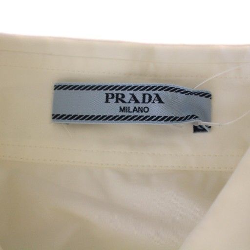 Prada Shirt Blouse Long Sleeve Front Logo Design 38 White P452e Bm