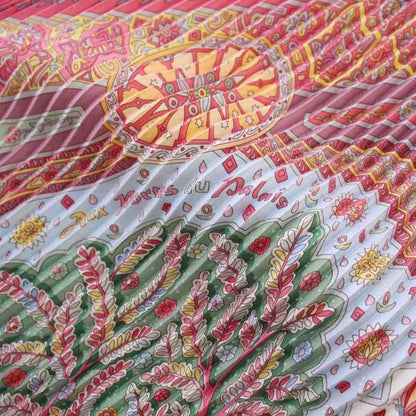 Hermes Pleated Carre Aux Portes du Palais Palace Door Scarf Pink KH • OH