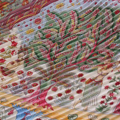 Hermes Pleated Carre Aux Portes du Palais Palace Door Scarf Pink KH • OH