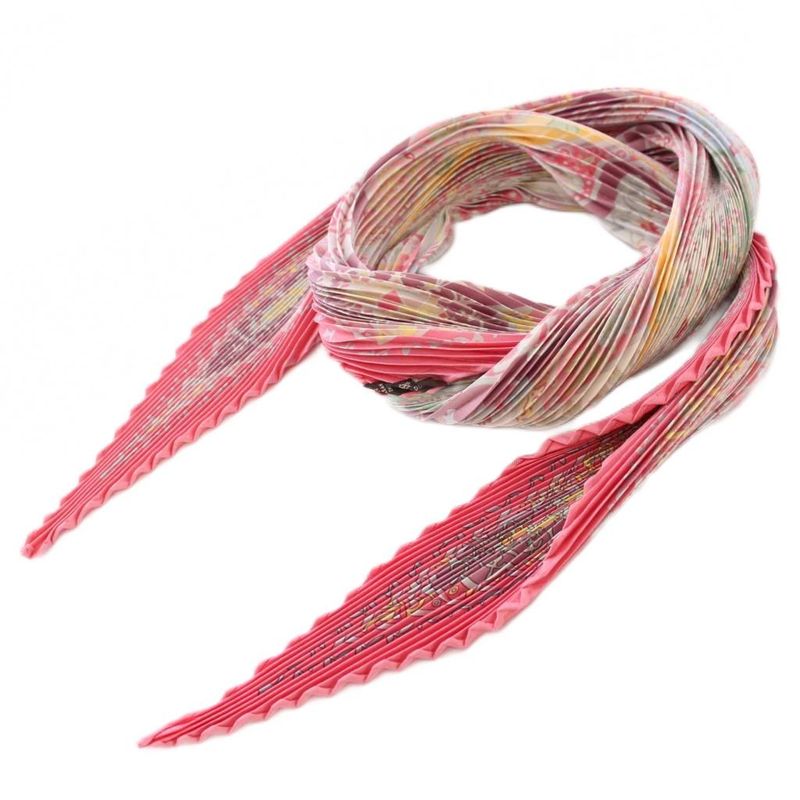 Hermes Pleated Carre Aux Portes du Palais Palace Door Scarf Pink KH • OH