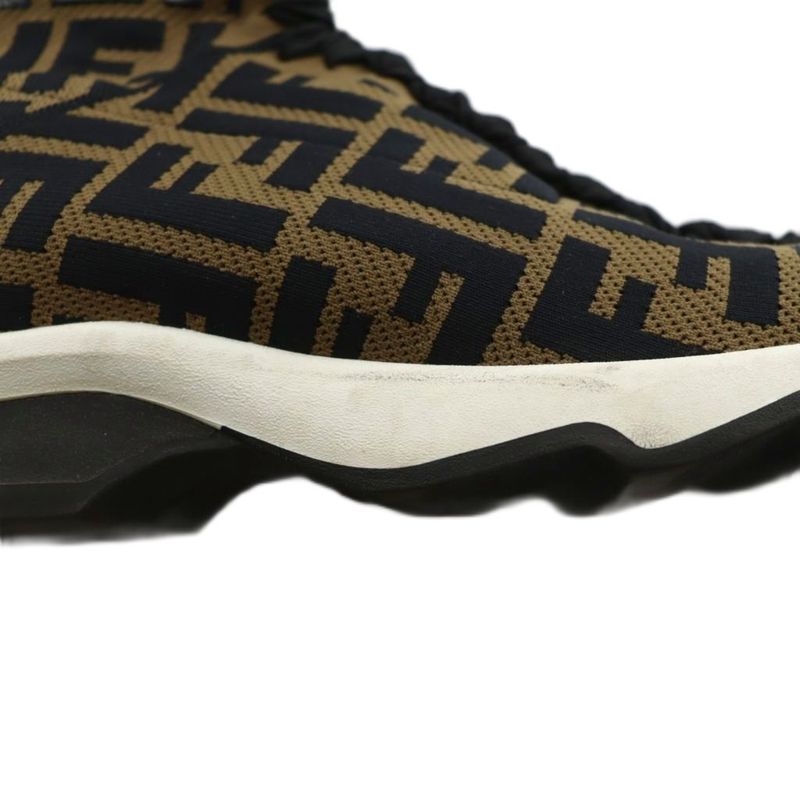 Fendi Rococo Rockoko Socks Sneakers High Cut 38 Brown Black SS • OS