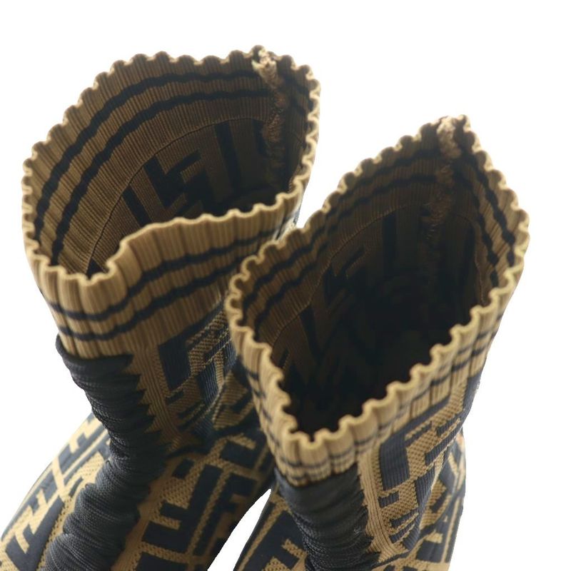 Fendi Rococo Rockoko Socks Sneakers High Cut 38 Brown Black SS • OS