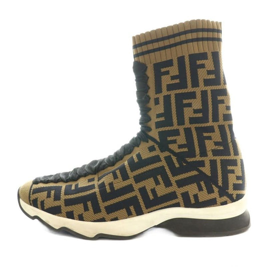 Fendi Rococo Rockoko Socks Sneakers High Cut 38 Brown Black SS • OS
