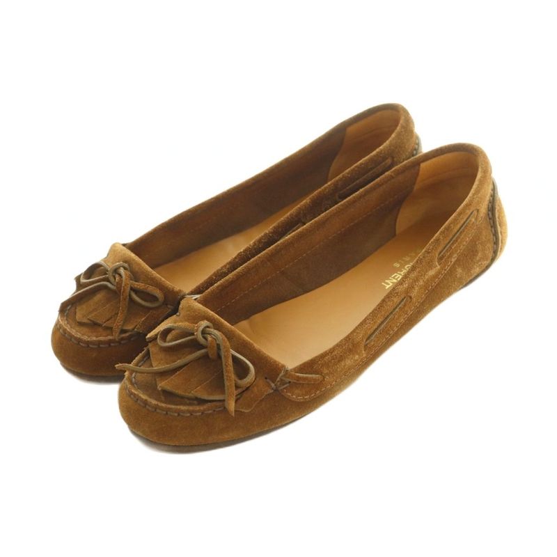 Saint Laurent Paris Moccasin Shoes Ribbon 37 24.0cm (9.45in) Brown Mi • OS