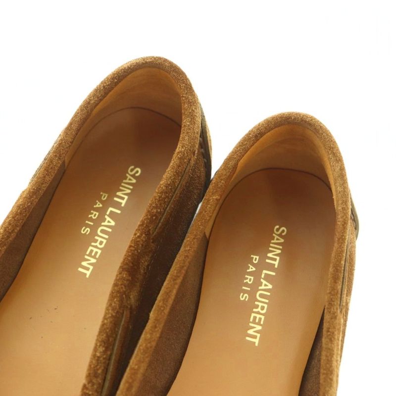 Saint Laurent Paris Moccasin Shoes Ribbon 37 24.0cm (9.45in) Brown Mi • OS