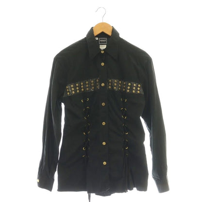 Versace Jeans Couture Medusa Button Lace-Up Design Shirt S Black Df • OS • Sh