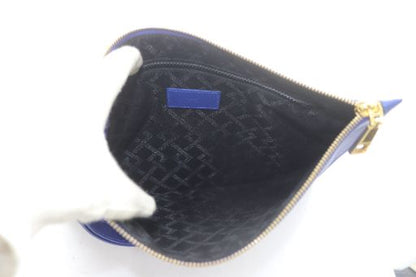 Versace Clutch Bag Second Bag Medusa Logo Leather Blue Yo23 • Sh