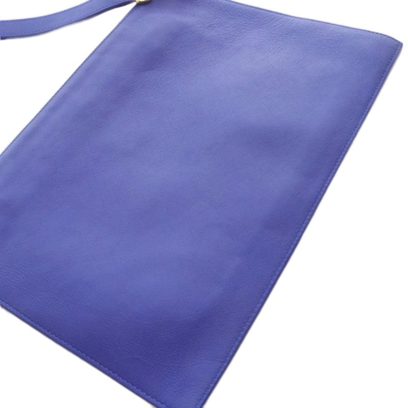 Versace Clutch Bag Second Bag Medusa Logo Leather Blue Yo23 • Sh