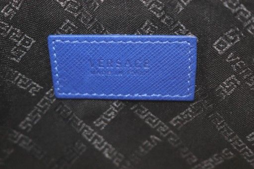 Versace Clutch Bag Second Bag Medusa Logo Leather Blue Yo23 • Sh