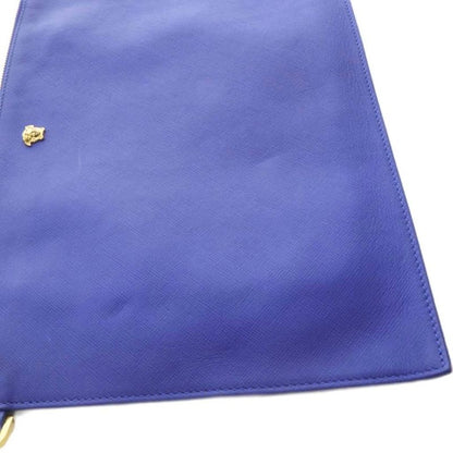 Versace Clutch Bag Second Bag Medusa Logo Leather Blue Yo23 • Sh
