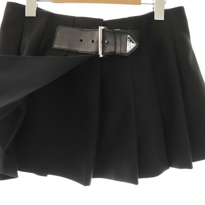 Prada 22 Years Re-Nylon Plate Pleated Mini Skirt Wrap 40 Black Es • OS