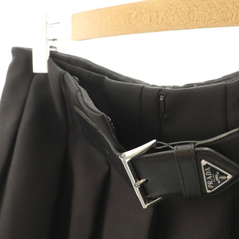 Prada 22 Years Re-Nylon Plate Pleated Mini Skirt Wrap 40 Black Es • OS