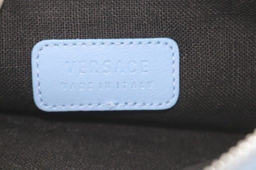 Versace Medusa Studs Wristlet Pouch Clutch Bag Second Bag Leather Blue Yo25 • Sh