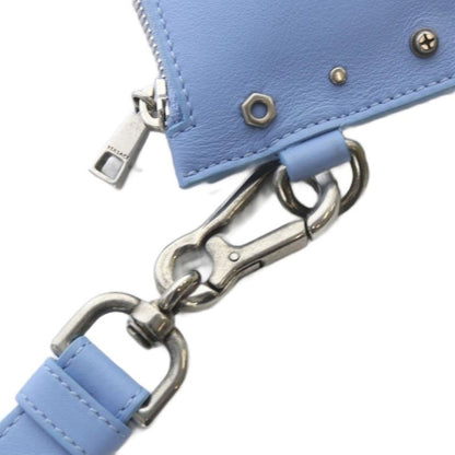 Versace Medusa Studs Wristlet Pouch Clutch Bag Second Bag Leather Blue Yo25 • Sh