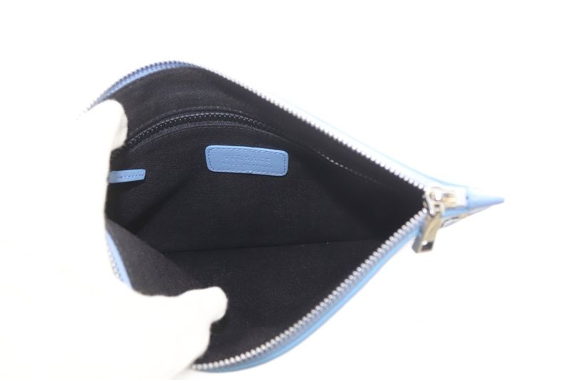 Versace Medusa Studs Wristlet Pouch Clutch Bag Second Bag Leather Blue Yo25 • Sh