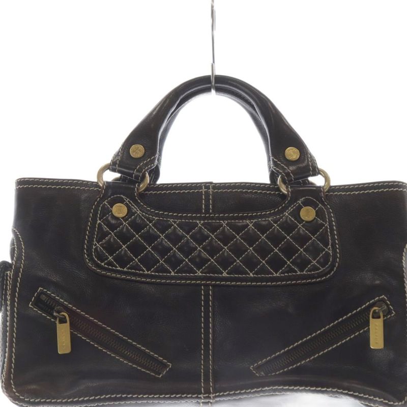 Celine Leather Stitch Handbag Brown