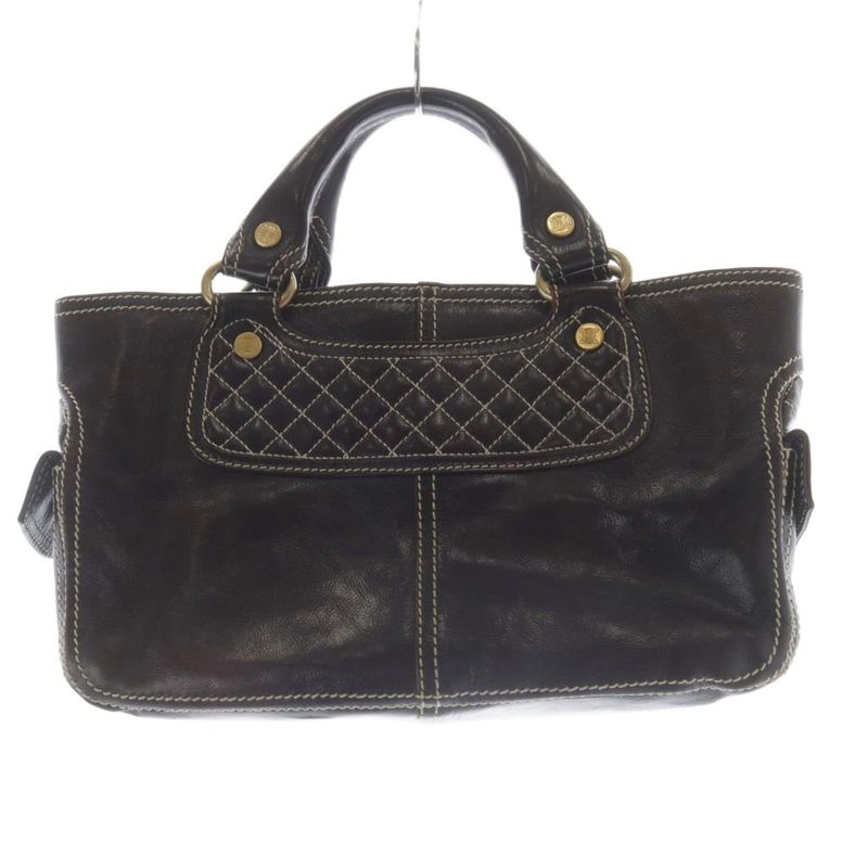 Celine Leather Stitch Handbag Brown