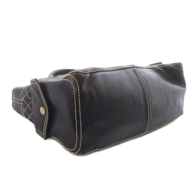 Celine Leather Stitch Handbag Brown