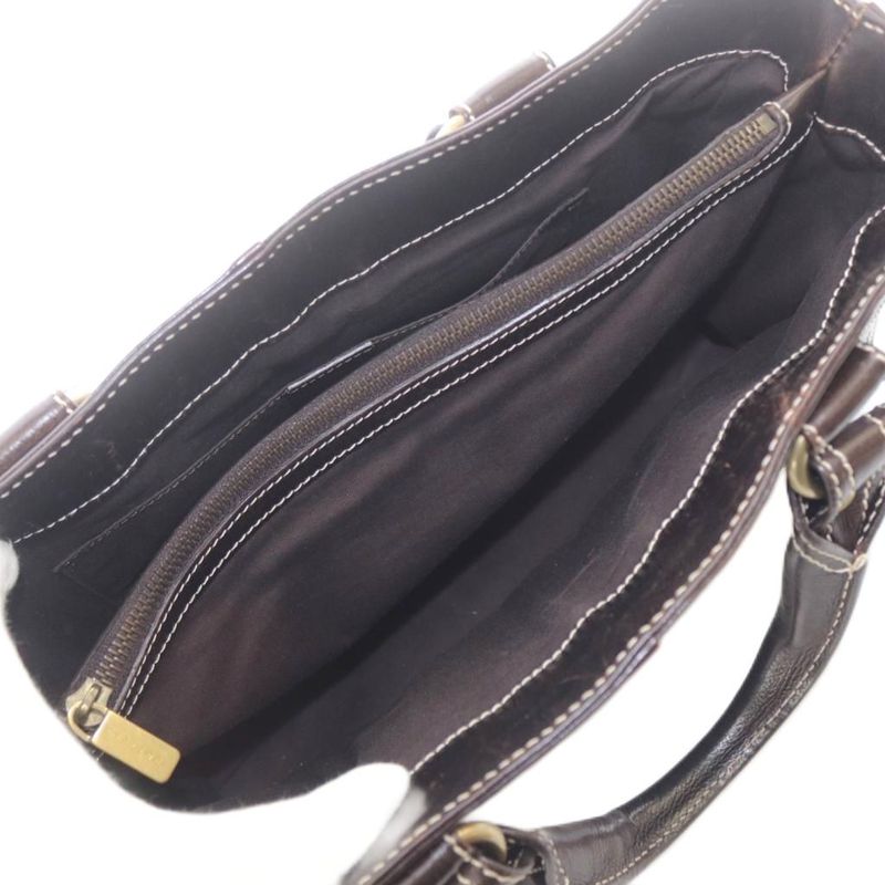 Celine Leather Stitch Handbag Brown