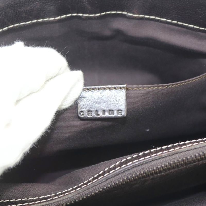 Celine Leather Stitch Handbag Brown
