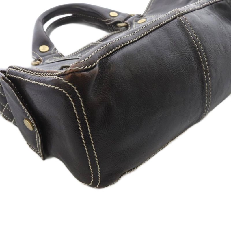 Celine Leather Stitch Handbag Brown