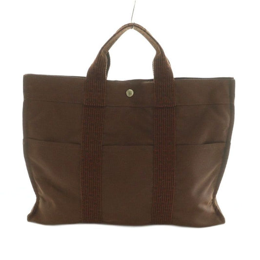 Hermes Her Line Tote MM Bag Canvas Brown Mi • OS • OH