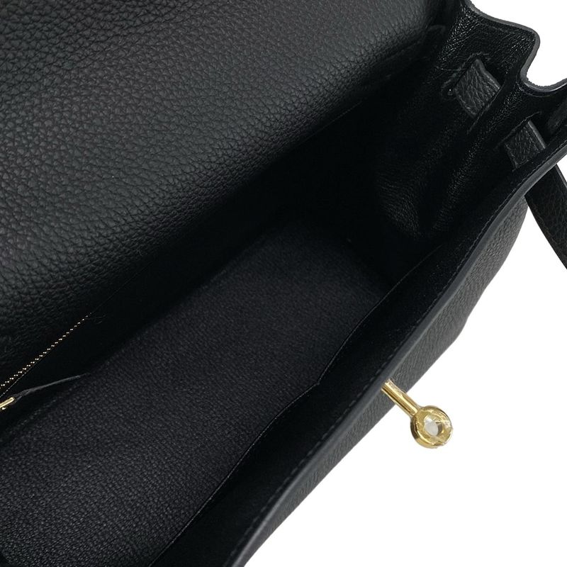 Hermes Similar to Handbag Kelly 28 Black Inner Stitching Gold Hardware