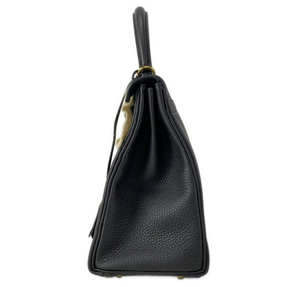 Hermes Similar to Handbag Kelly 28 Black Inner Stitching Gold Hardware