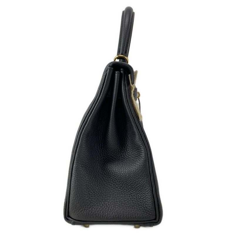 Hermes Similar to Handbag Kelly 28 Black Inner Stitching Gold Hardware