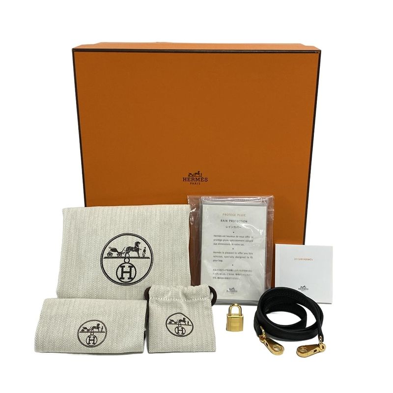 Hermes Similar to Handbag Kelly 28 Black Inner Stitching Gold Hardware