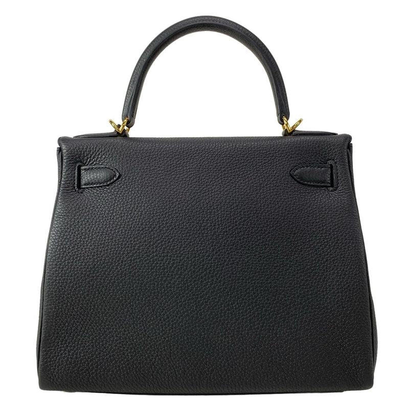 Hermes Similar to Handbag Kelly 28 Black Inner Stitching Gold Hardware