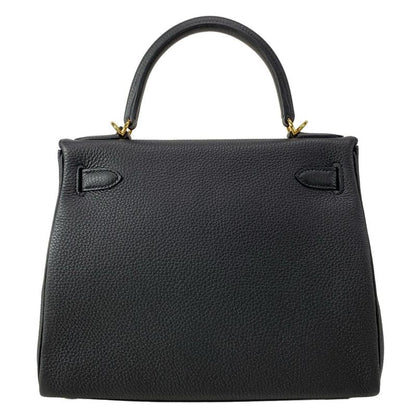 Hermes Similar to Handbag Kelly 28 Black Inner Stitching Gold Hardware