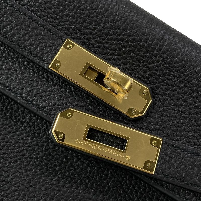 Hermes Similar to Handbag Kelly 28 Black Inner Stitching Gold Hardware