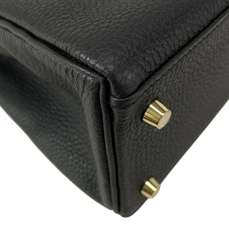 Hermes Similar to Handbag Kelly 28 Black Inner Stitching Gold Hardware