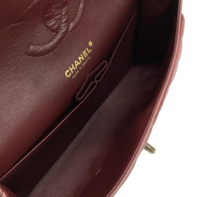 Chanel Shoulder Bag Double Flap Matelasse A01112 Red X Pink X Black Lambskin