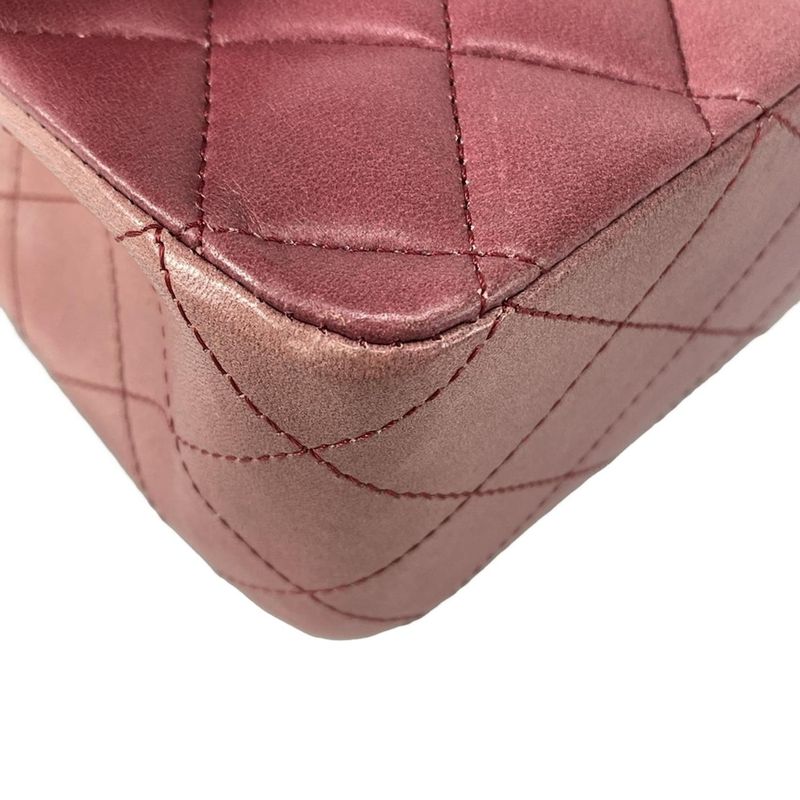 Chanel Shoulder Bag Double Flap Matelasse A01112 Red X Pink X Black Lambskin